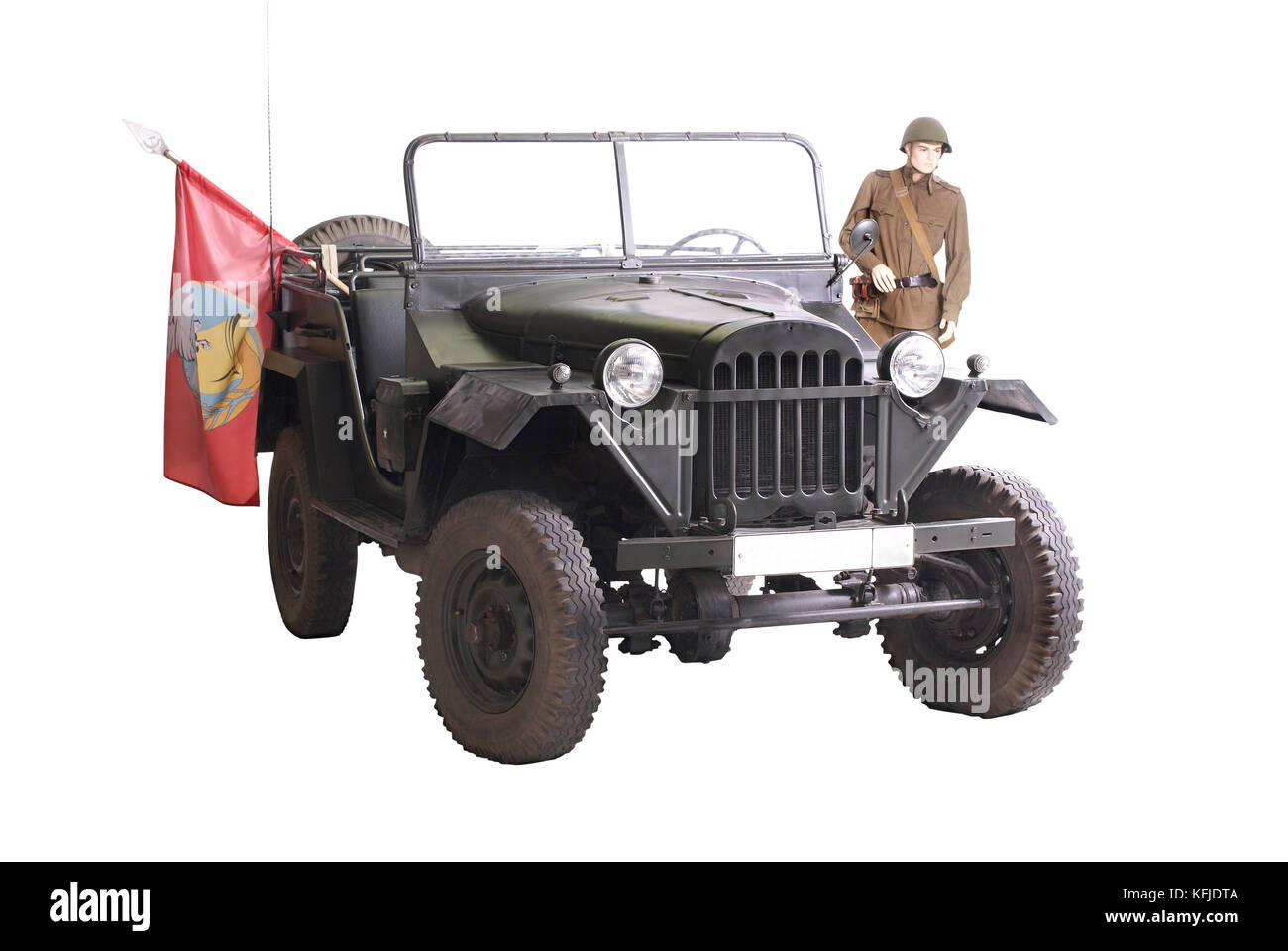 Der sowjetische Militär-Jeep (GAZ 67 - Modell der 1940er Jahre) und der legendäre Lend-Lease Willys war während des 2. Weltkriegs die Basis-Auto für Offizierspersonen. Stockfoto