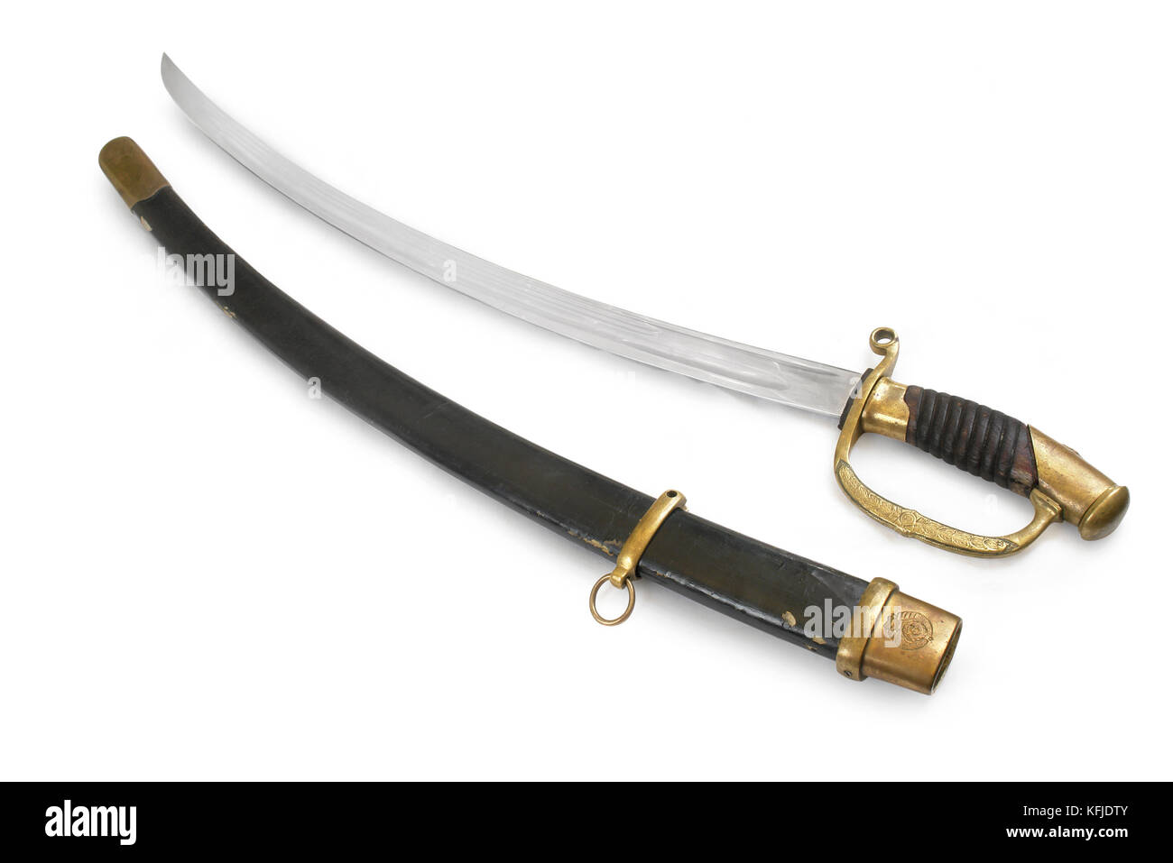 Sowjetischen Kavallerie Offizier Säbel (Kavallerie Säbel, Schwert). in der ehemaligen Sowjetunion. Pfad auf weißem Hintergrund. Stockfoto