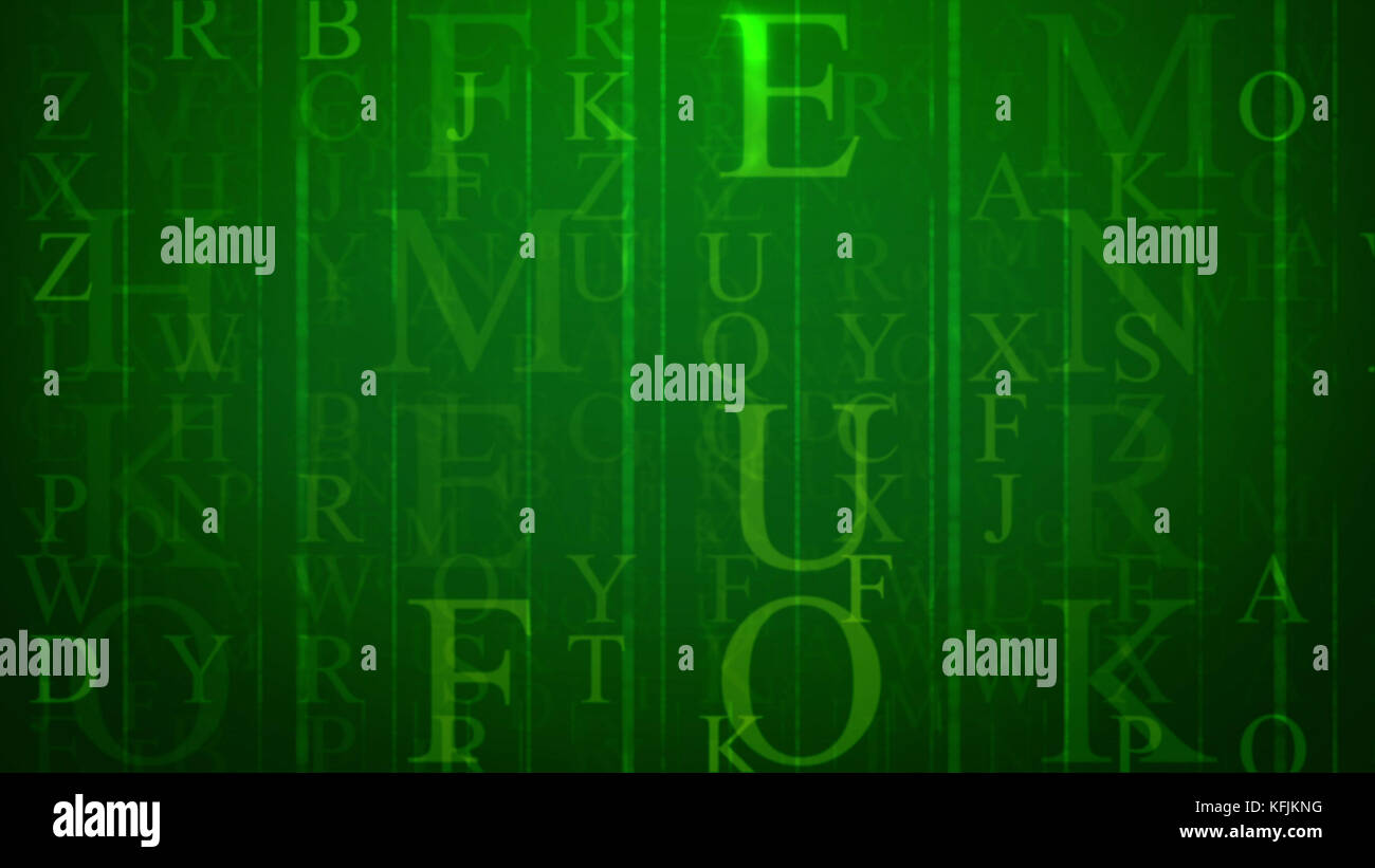 Eine herrliche 3D-Rendering des englischen Buchstaben in den hellgrünen Hintergrund mit einem Raster. Die häufigsten Sind u, w, o. Sie glänzen und funkeln. Stockfoto