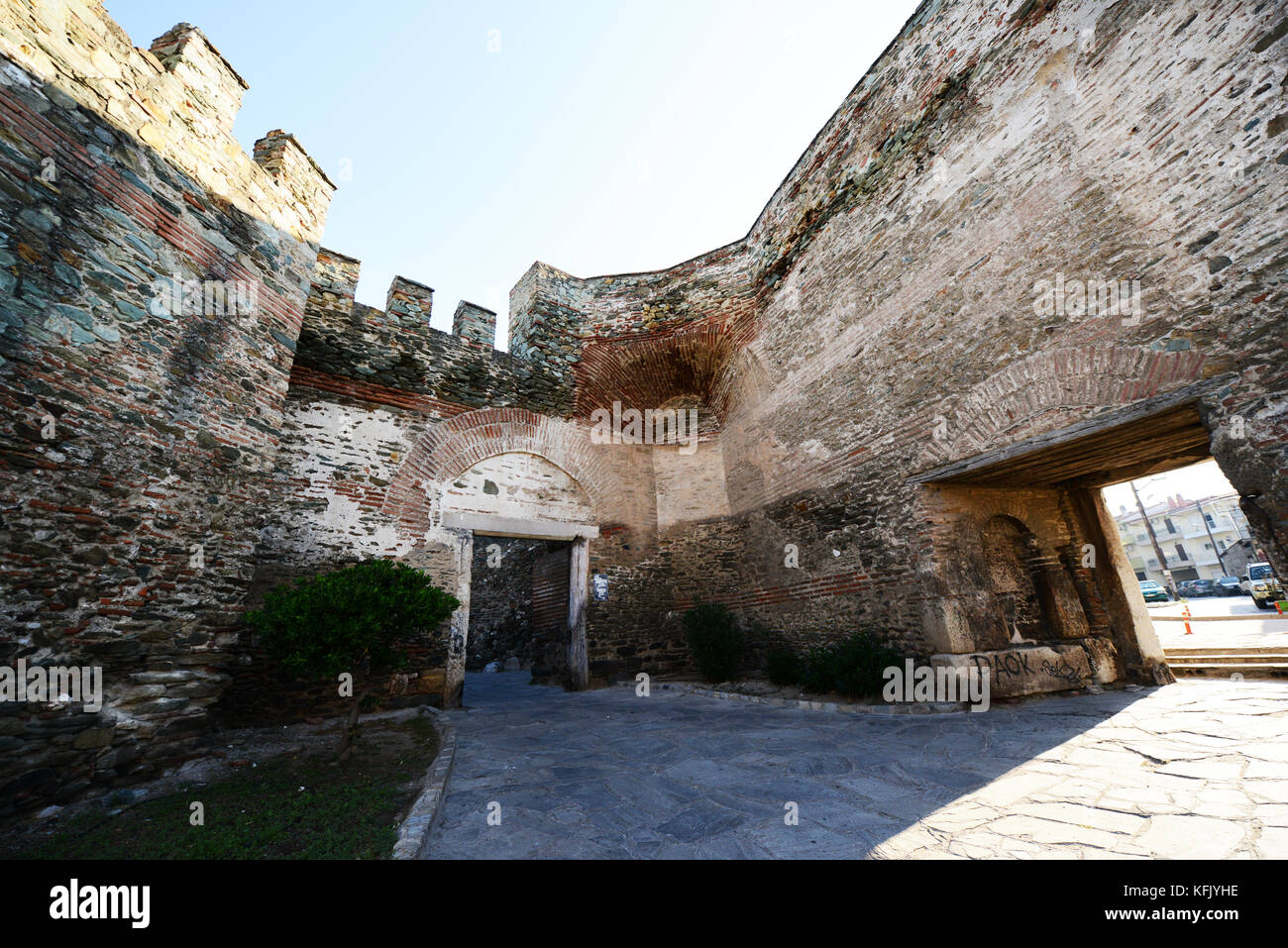 Die Mauern der Altstadt von Thessaloniki in Griechenland. Stockfoto