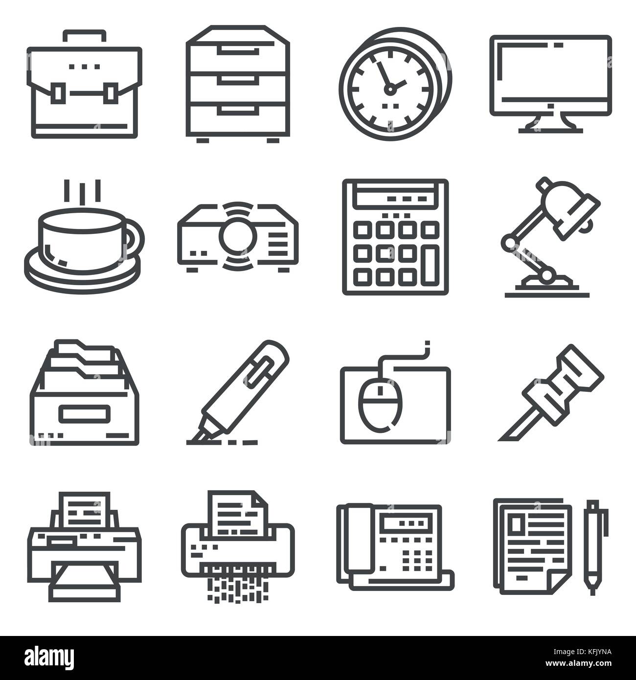 Vektor einfache Office Symbole. enthält solche Ikonen wie Business, Arbeitsplatz. Stock Vektor