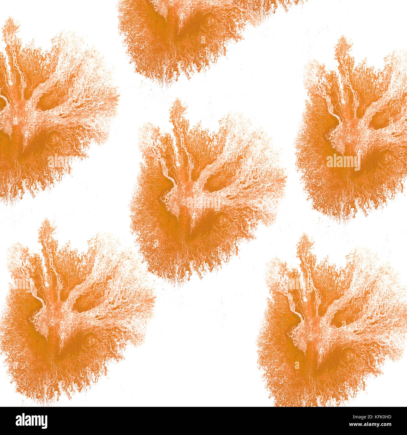 Makro die orangene Fleckenstruktur isoliert auf einem weißen Hintergras Stockfoto