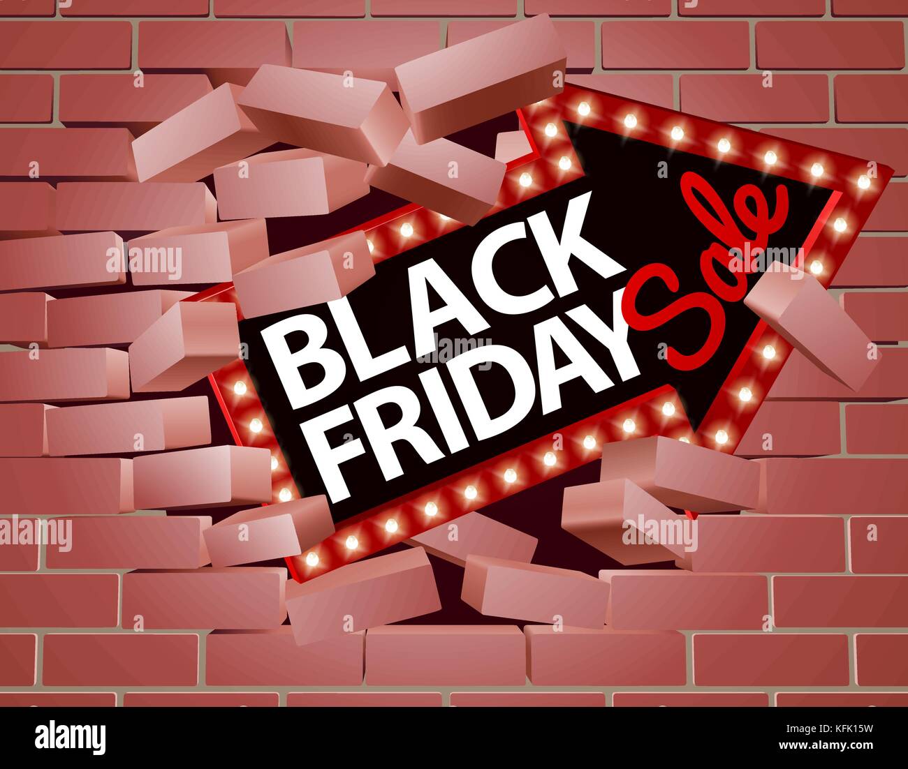 Black Friday Sale Arrow Breaking Through Wall Stock Vektor