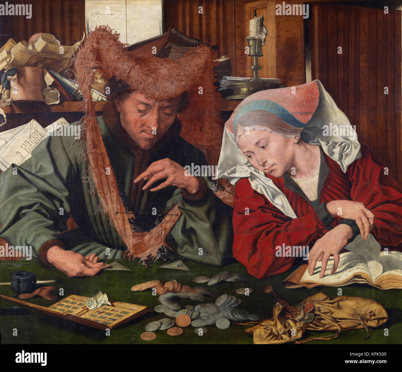 Marinus van Reymerswaele die Geldwechsler und seine Frau Stockfoto