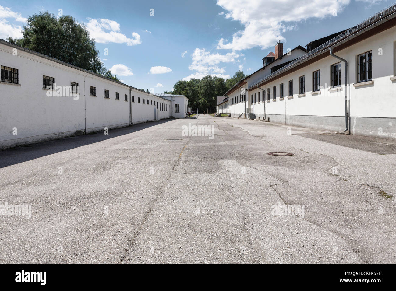 Konzentrationslager Dachau Gefängnisblock Innenhof Stockfoto