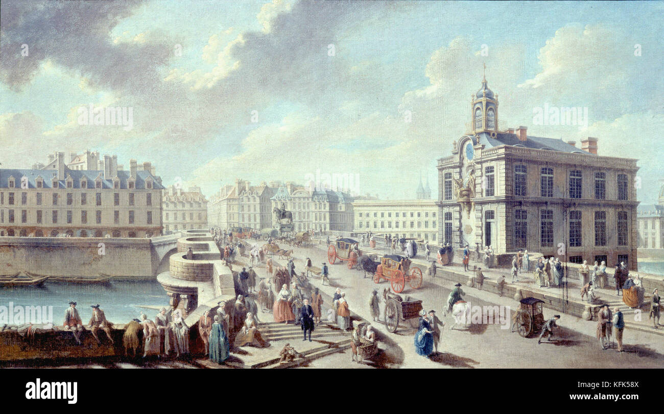 Jean-Baptiste Nicolas Raguenet Pont Neuf und dem La Samaritaine 18. Jahrhundert - Museum Carnavalet, Paris Stockfoto