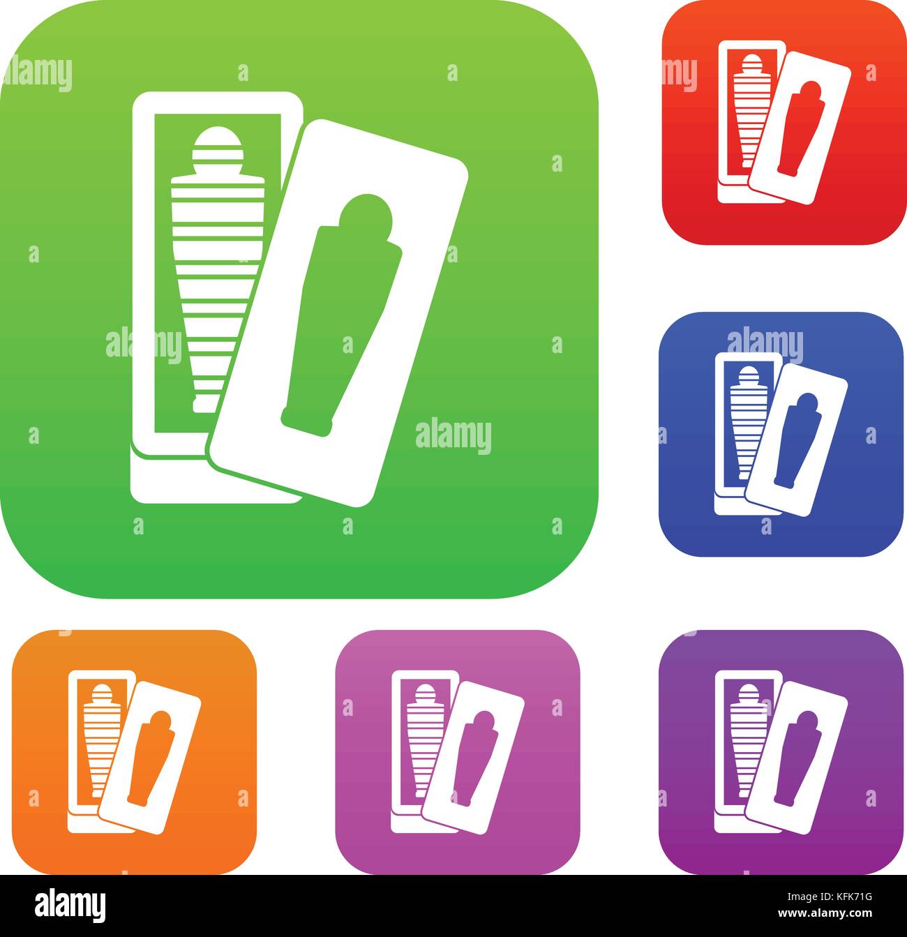 Mumie Sarkophag Set Color Collection Stock Vektor