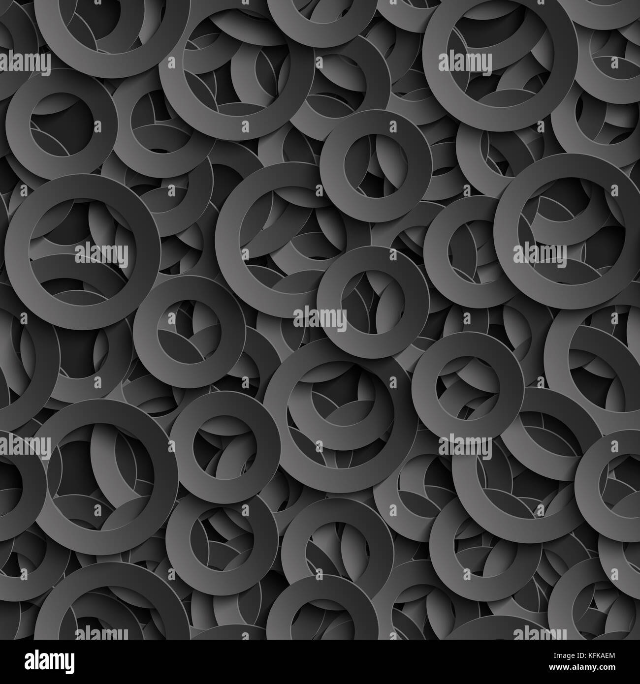 Nahtlose Muster mit Papier ausgeschnitten Dreidimensionale kreisen. abstrakten 3D-Textur auf einem schwarzen Hintergrund. Stockfoto