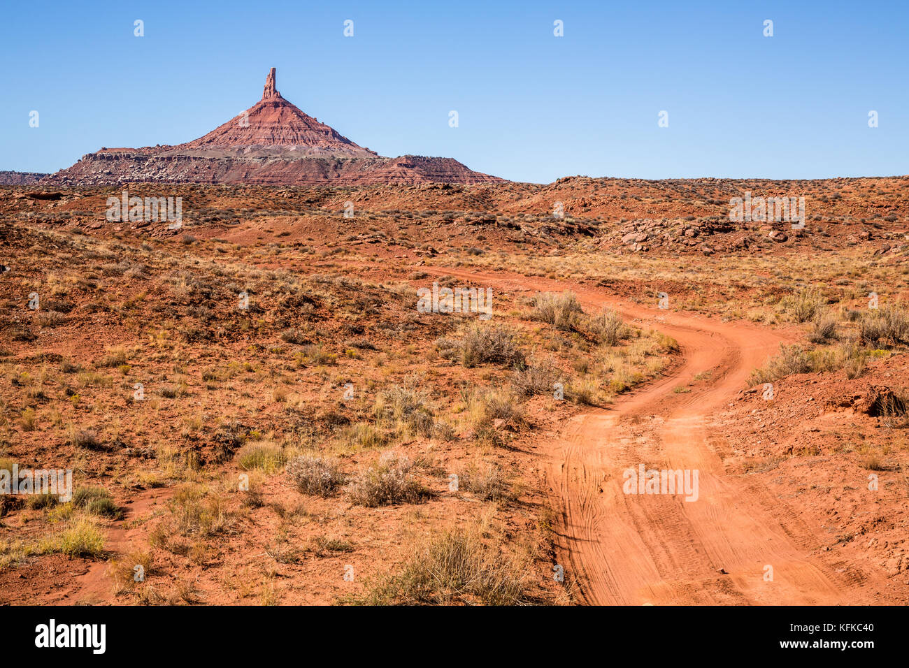 Die neuen Bären Ohren National Monument in Utah deckt die Indian Creek, die Heimat des legendären sixshooter Gipfeln. Die North Peak ist hier mit einem na gezeigt Stockfoto