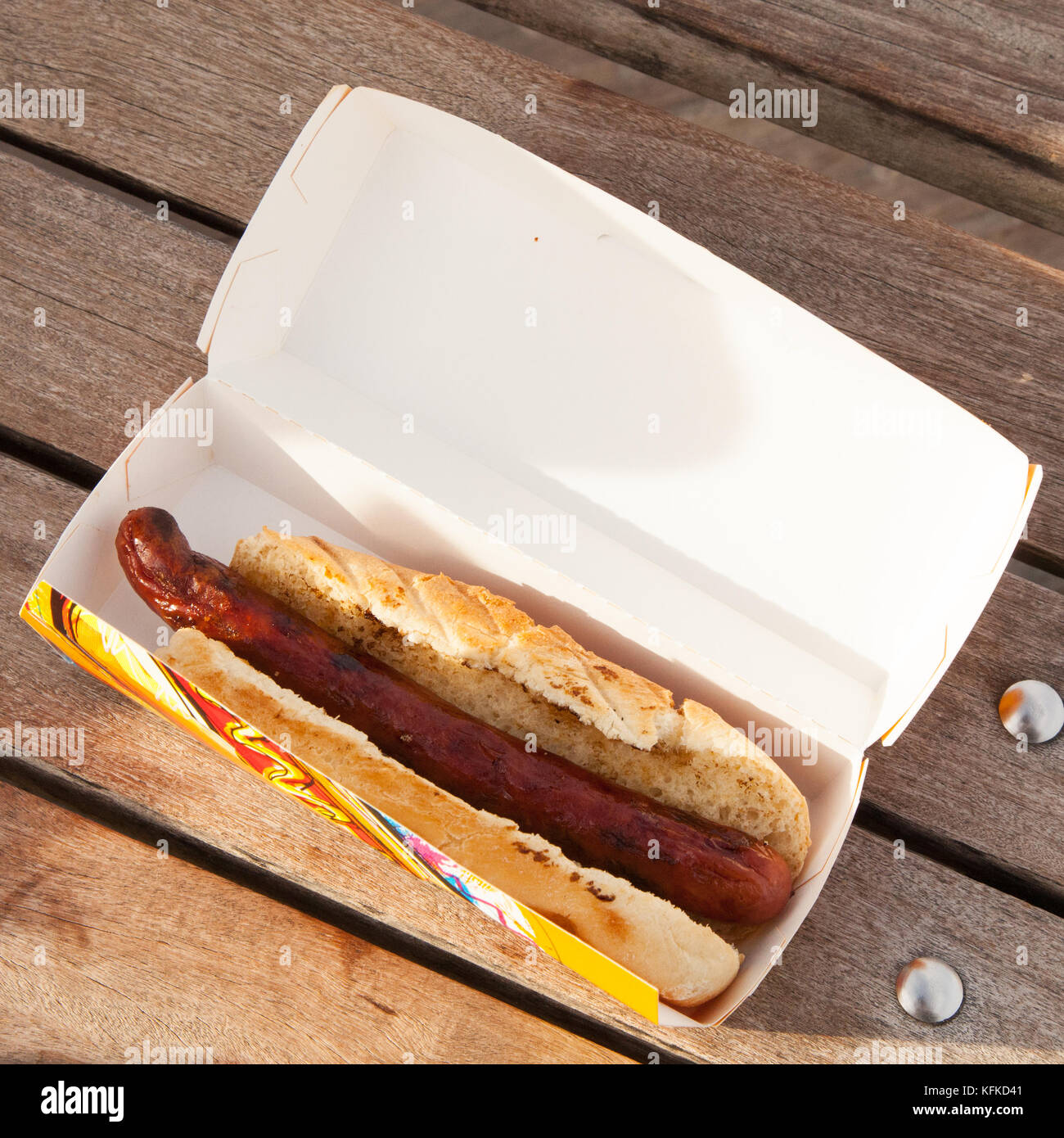 Heißer Hund von Nathan's auf Coney Island, Brooklyn, New York, Vereinigte Staaten von Amerika. Stockfoto