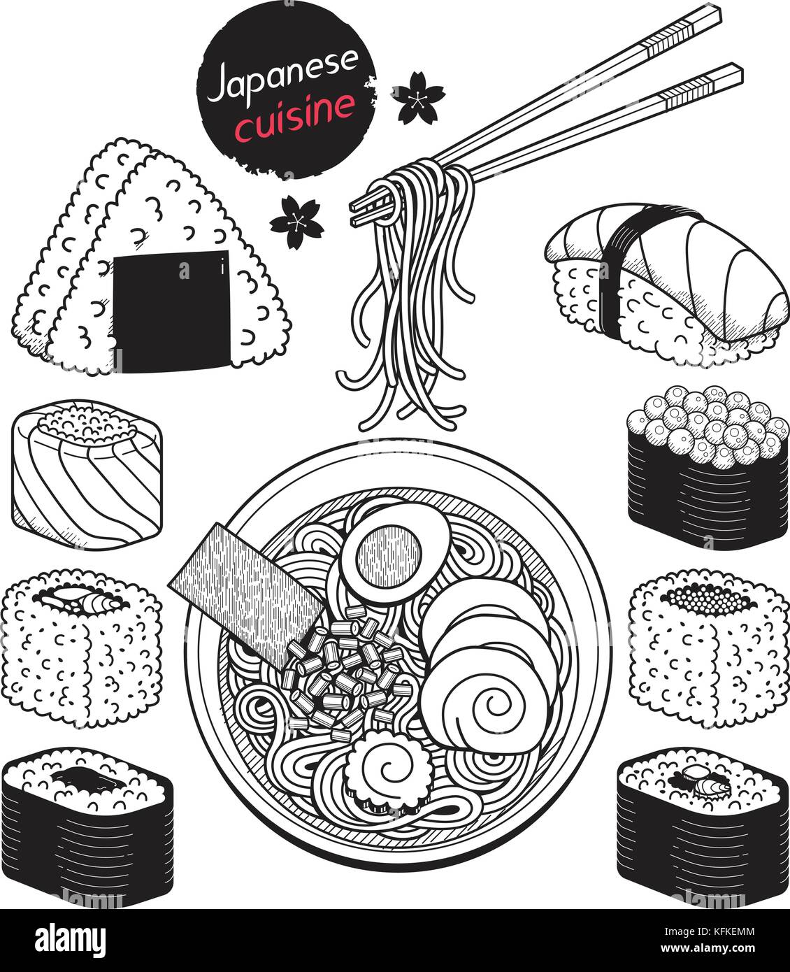 Japan Food Zeichnung Abbildung Stock Vektor