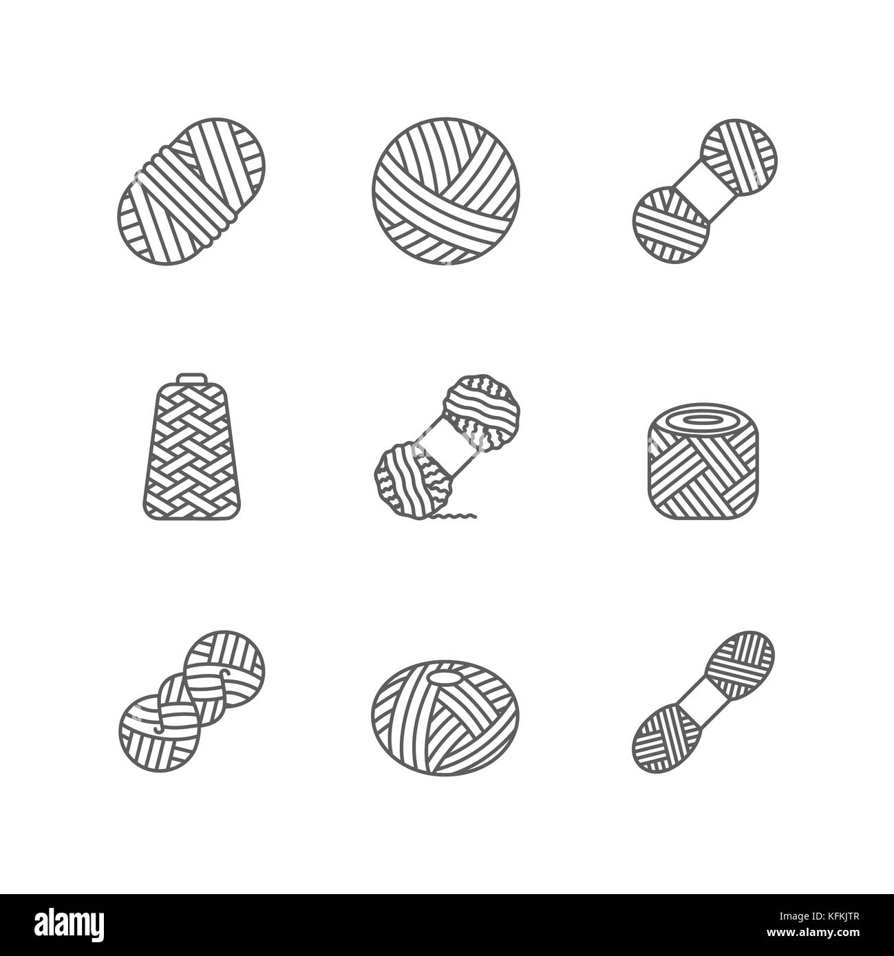 Garn Wolle, Kaschmir oder Acryl-Kugel zum Stricken Hobby. Wollkopf-Symbol für handgemachtes Geschäft und anderes Strickdesign-Programm Stockfoto