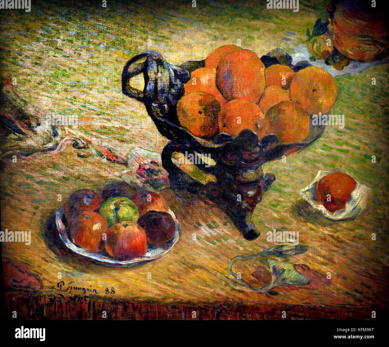 Nature Morte à la Coupe en céramique - Stillleben mit Keramik Schüssel 1888 von Paul Gauguin - Eugène Henri Paul Gauguin 1848 - 1903 war eine französische post-impressionistischen Künstler, Frankreich. (Gestorben ,8 Mai 1903, Atuona, Marquesas Islands, Französisch-Polynesien) Maler, Bildhauer. Stockfoto