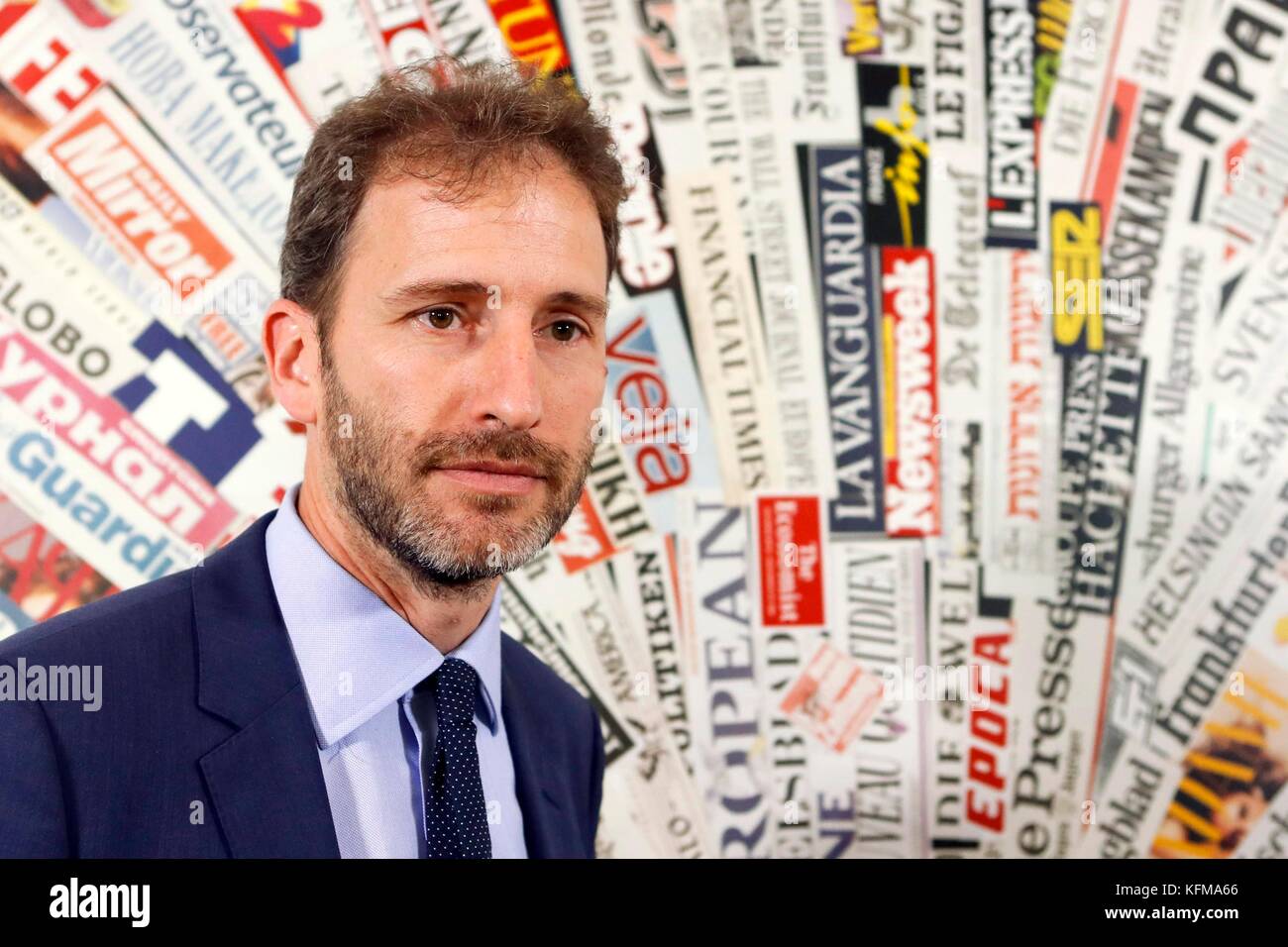 Davide casaleggio, Führer der Fünf-Sterne-Bewegung (M5S), in der Pressekonferenz, Rom, Italien 02/08/2017 Credit © Remo casilli/Sintesi/alamy Stock Stockfoto