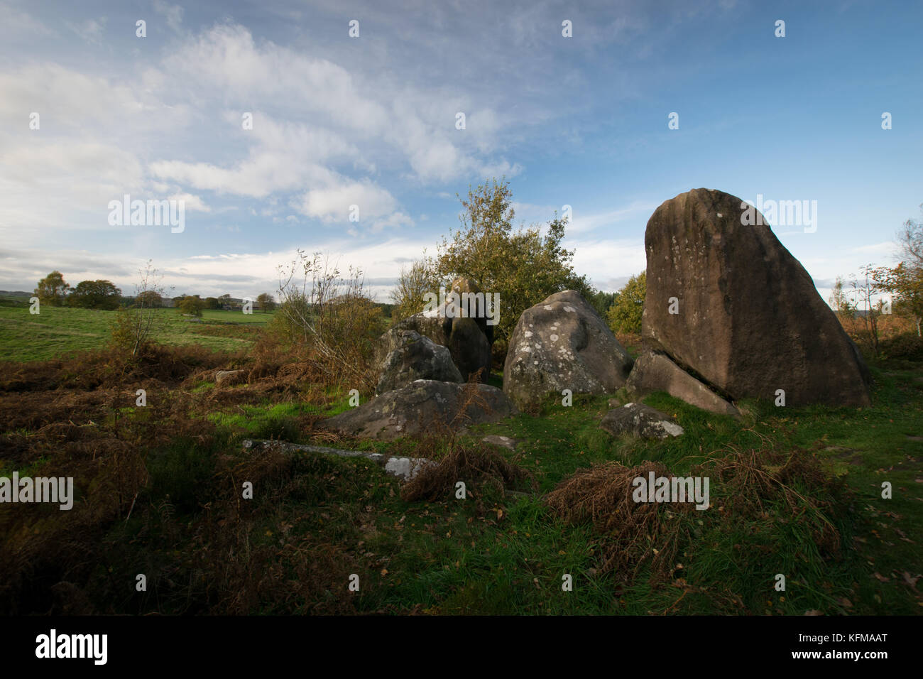 Felsen im Peak District Stockfoto