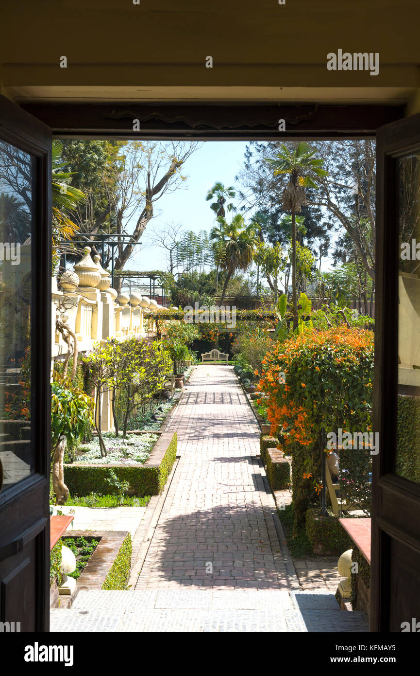 Garten der Träume, Pergola, Kaiser mahal palace, Thamel, Kathmandu, Nepal Stockfoto