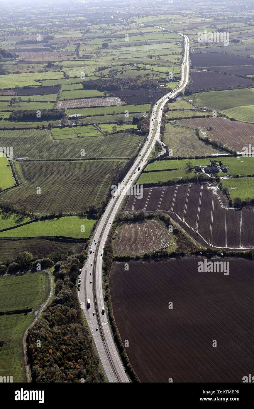 Luftaufnahme Blick nach Süden über die A 19 in der Nähe von Osmotherley, North Yorkshire, Großbritannien Stockfoto