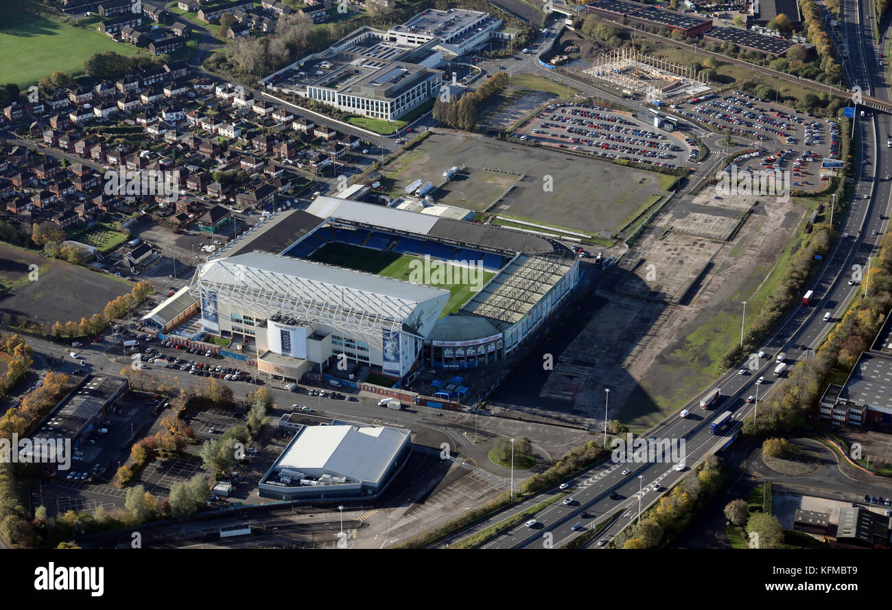 Luftaufnahme der Elland Road, Leeds, West Yorkshire, UK Stockfoto