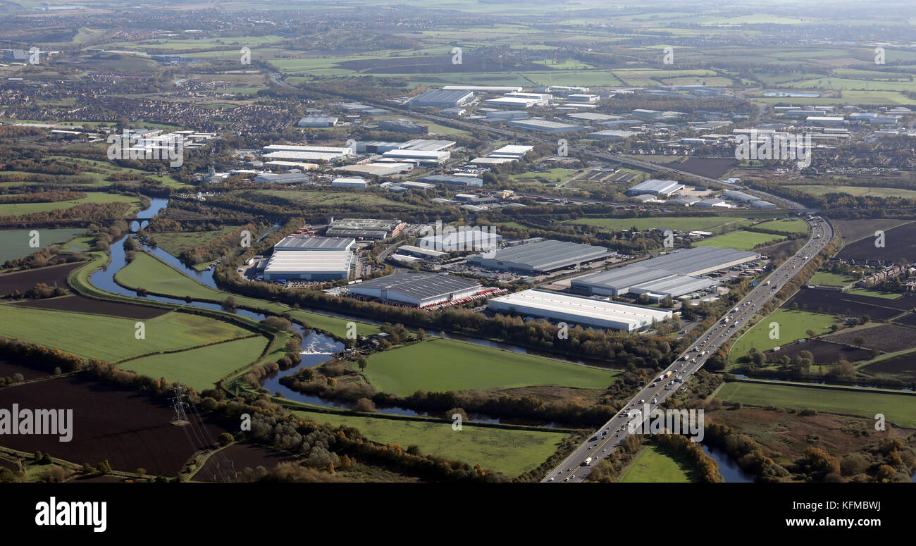 Luftaufnahme der Toskana Park, einem Industriegebiet bei Normanton, West Yorkshire, UK Stockfoto