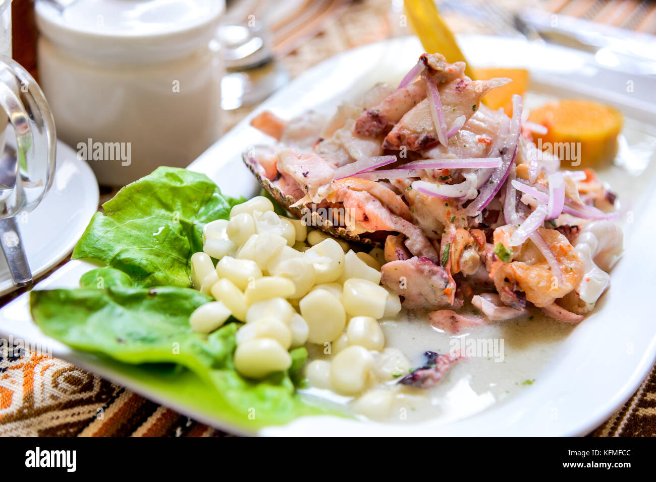 Peru, Südamerika - Ceviche ist der peruanischen Gericht Herkunft und verbraucht in Lateinamerika. Stockfoto