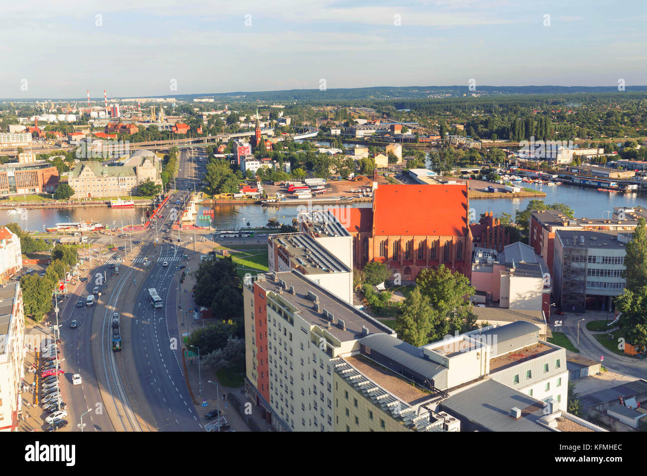 Szczecin in Polen / Stadt panorama Stockfoto