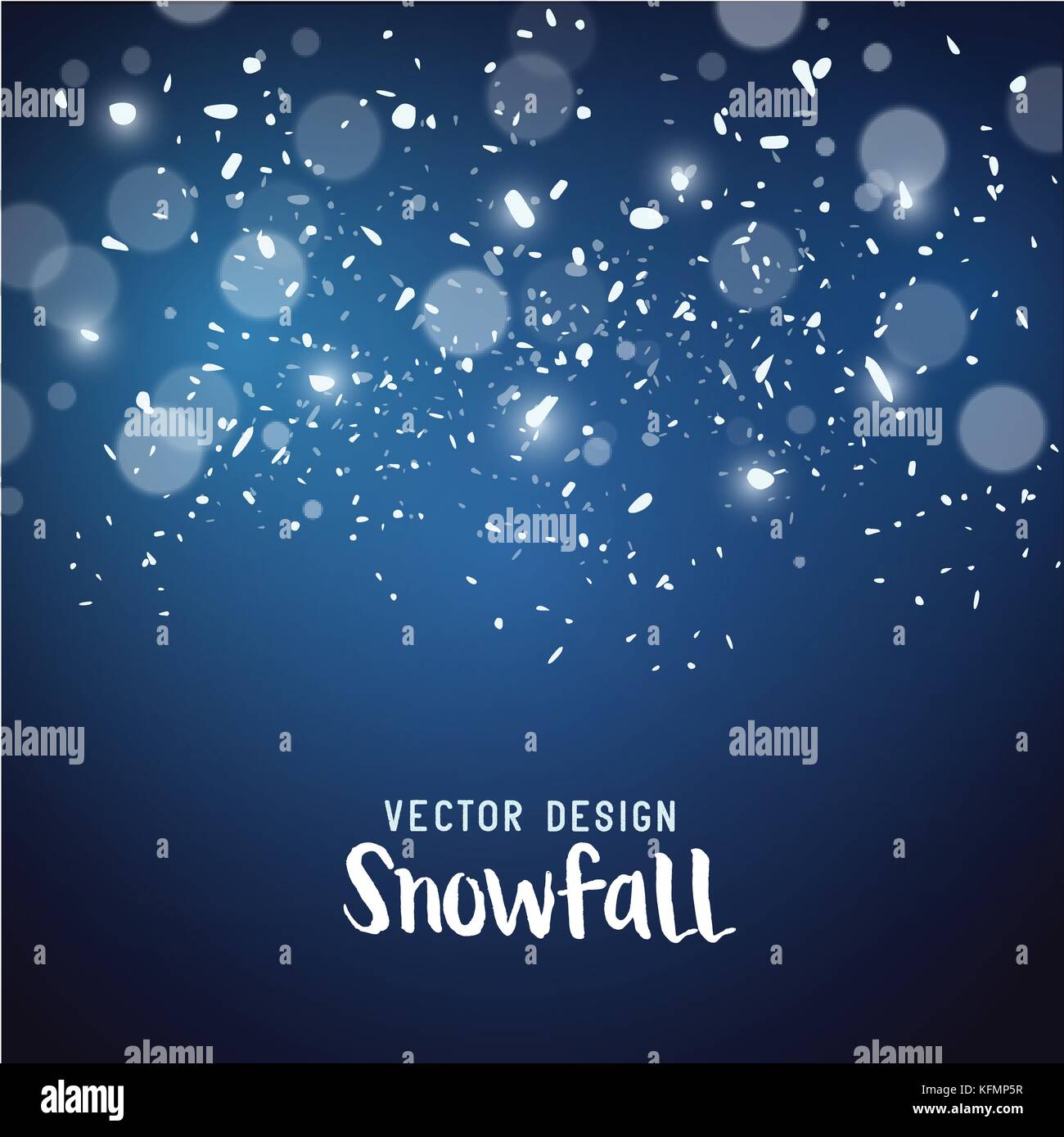 Schneesturm Wirkung mit fallenden Schneeflocken, Vector Illustration. Stock Vektor