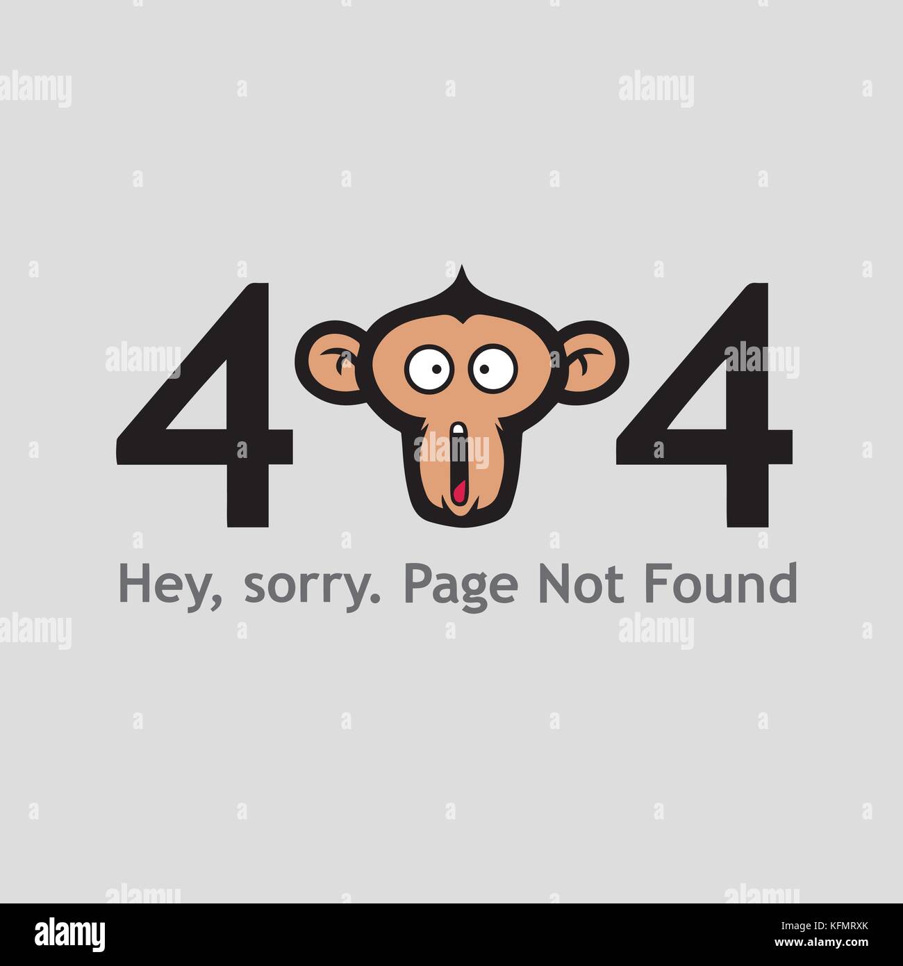 404 Seite nicht gefunden Mit Affengesicht schreien Illustration vektor Vorlage Stock Vektor