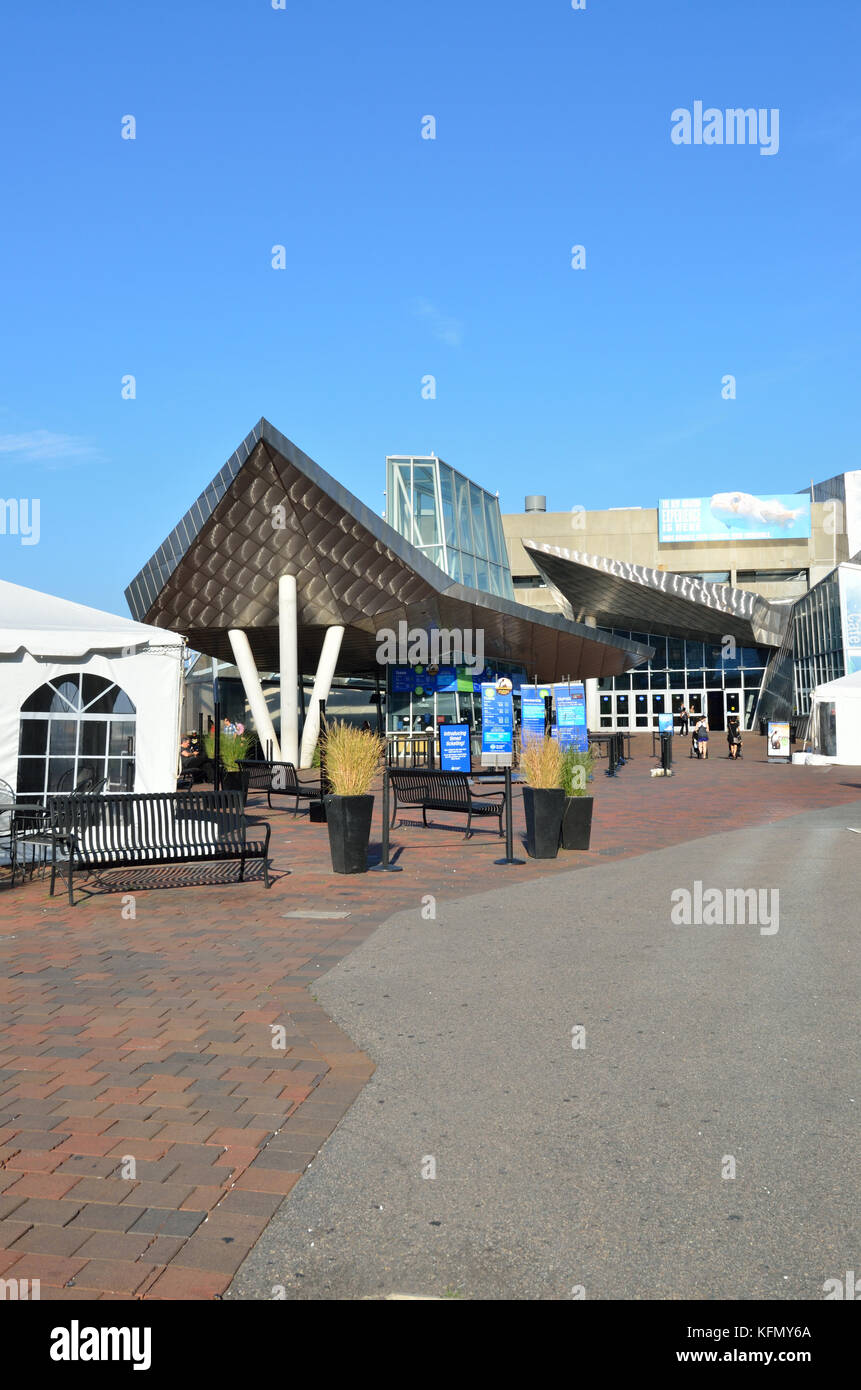 Äußere des New England Aquarium auf Central Wharf Boston, MA USA Stockfoto