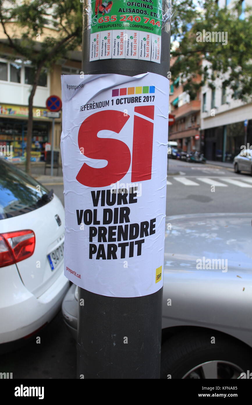 Barcelona Proteste vor Referendum Stockfoto