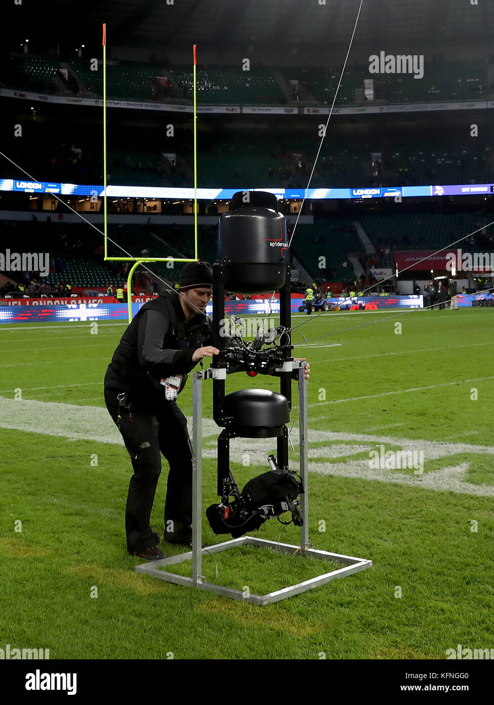 Die spidercam ist zurück auf den Boden nach der internationalen Serie