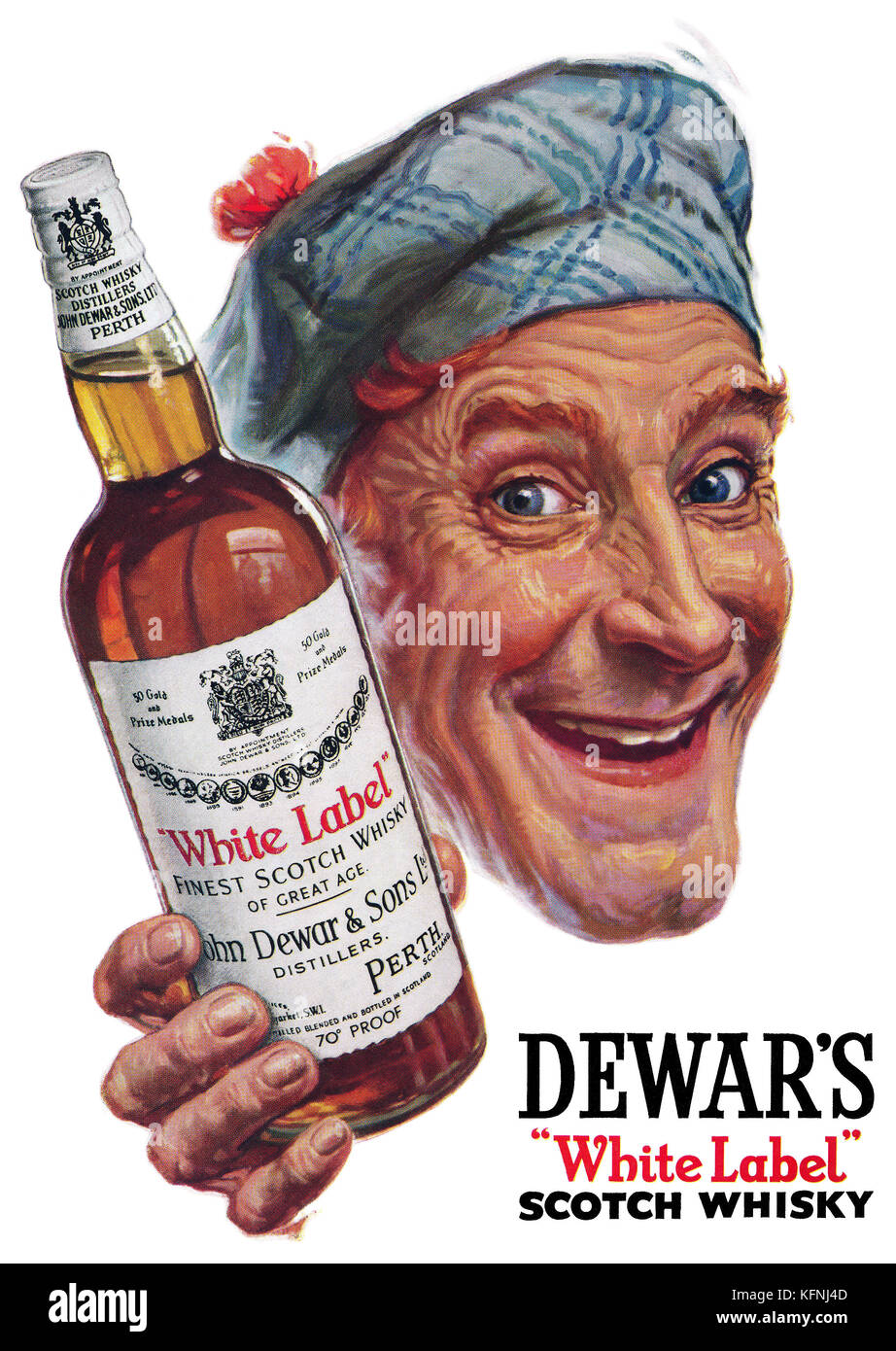 1951 britischen Werbung für dewar's White Label Scotch Whisky. Stockfoto