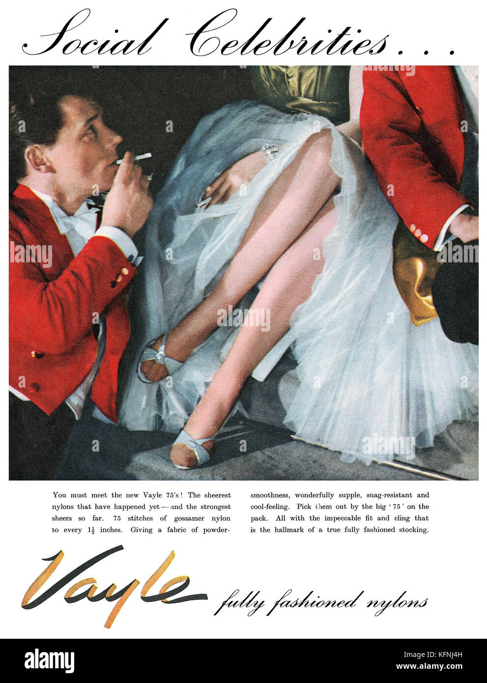 1954 britischen Werbung für Vayle fully fashioned Nylons. Stockfoto
