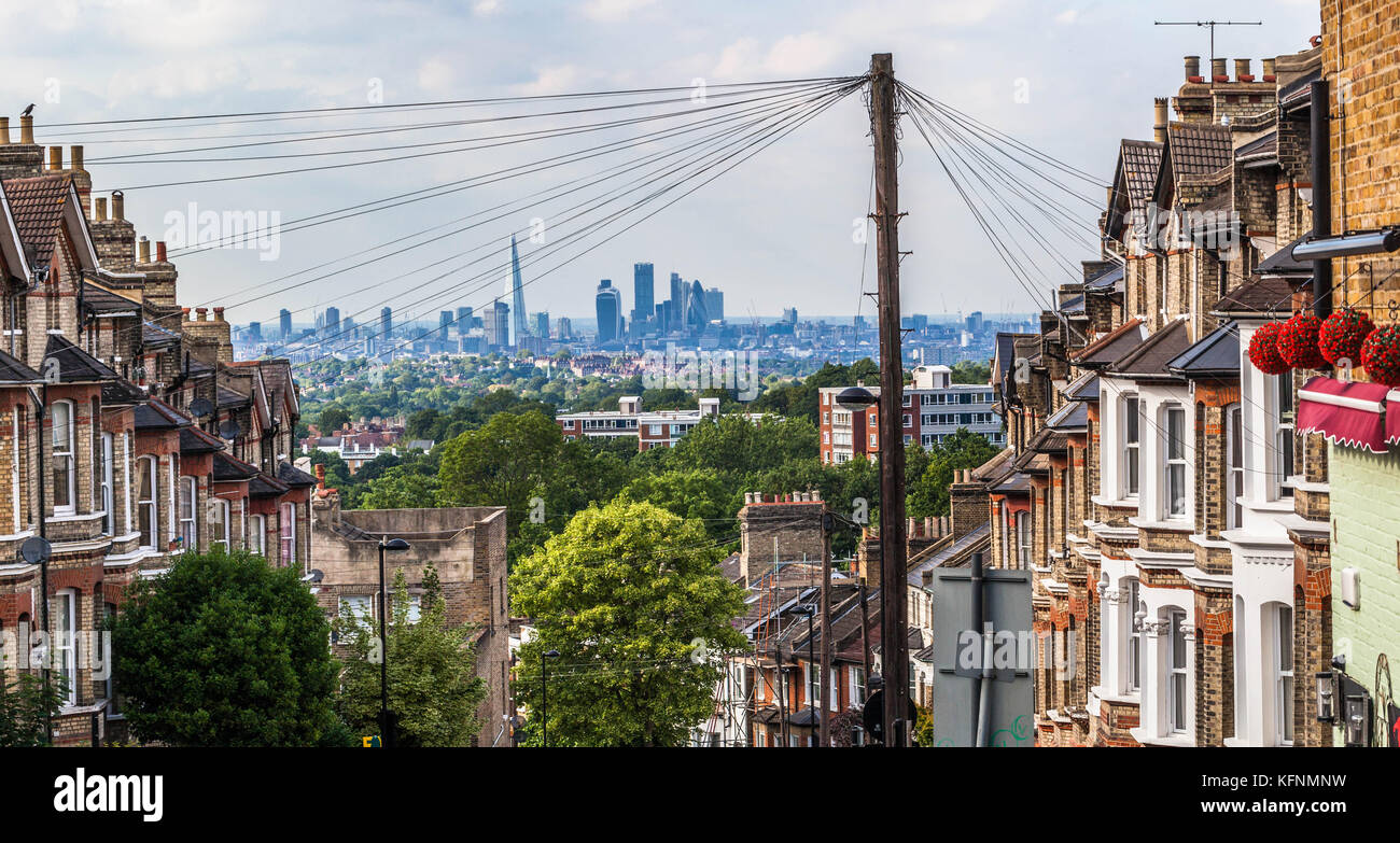 Blick auf die London von Woodland Road, Crystal Palace, London, SE19, England, UK. Stockfoto