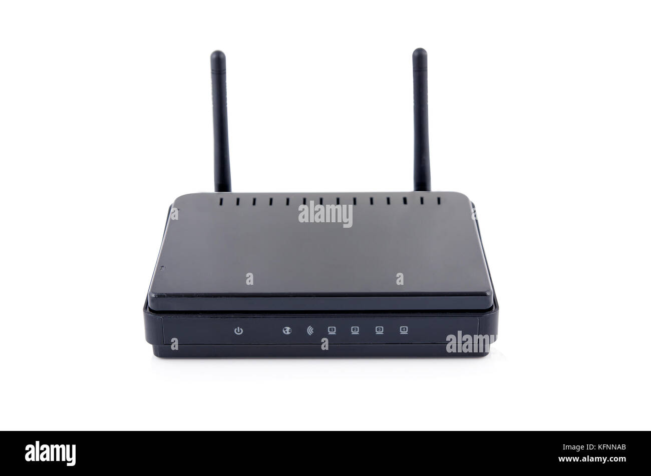 Die drahtlose Wi-Fi-Router isoliert auf Weiss. Router wireless Weiß isoliert Hintergrund Breitband Wifi Technologie Konzept Stockfoto