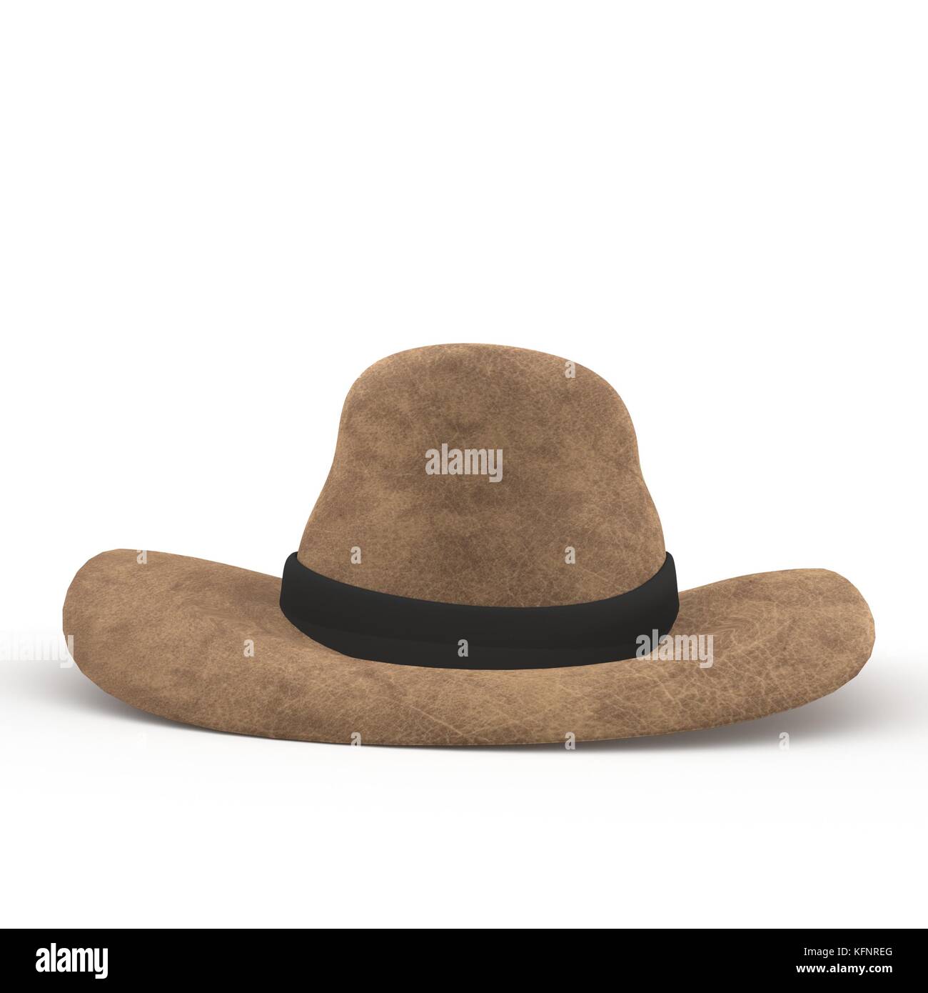 Leder braun hat in 3D-Rendering Stockfoto