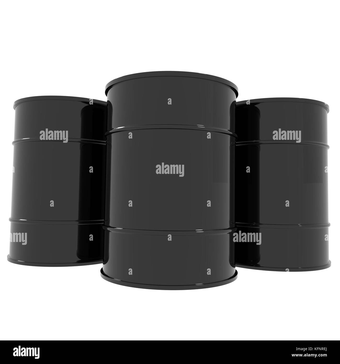 Barrel Öl aus Aluminium in Schwarz auf Weiß in 3D-Rendering Stockfoto