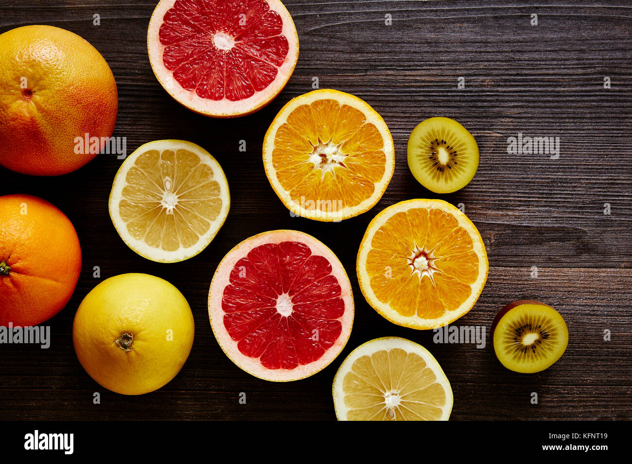 Bündel geschnitten Bio viel vitamin c Früchte Stockfoto