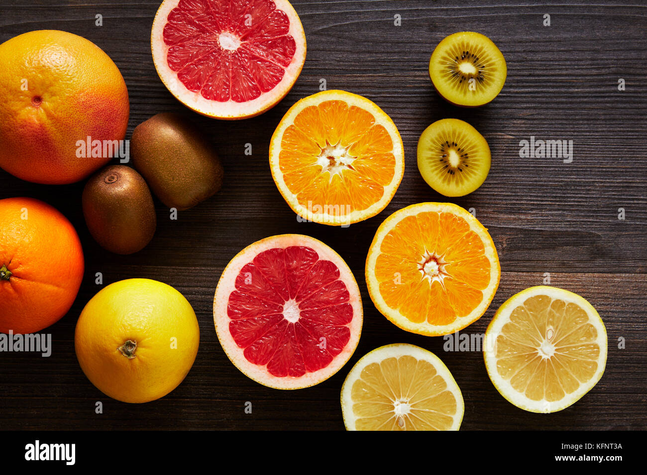 Zutaten für eine vitamin c Obstsalat Stockfoto