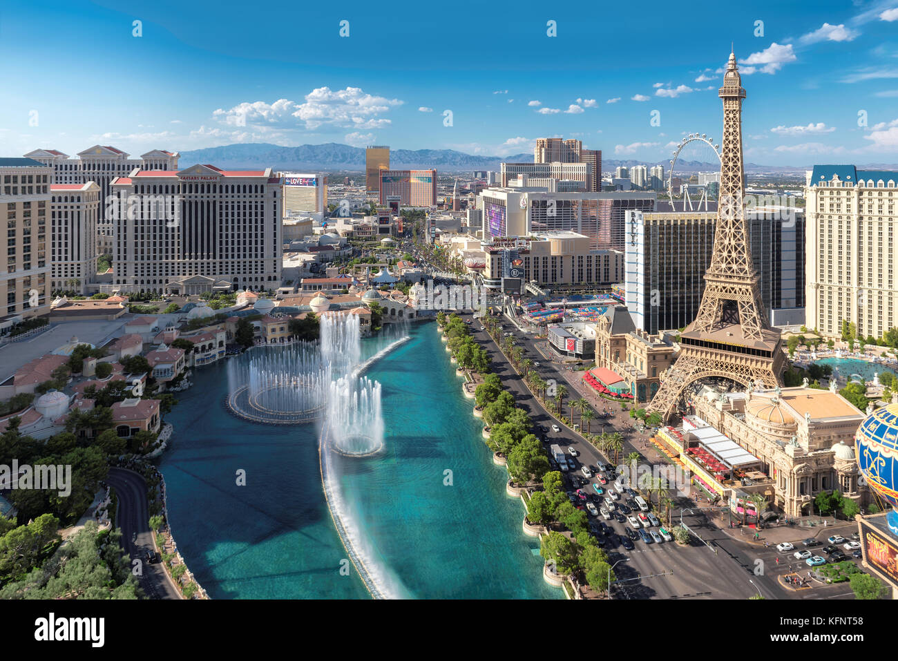 Luftbild des Las Vegas Strip, an einem sonnigen Tag Stockfoto