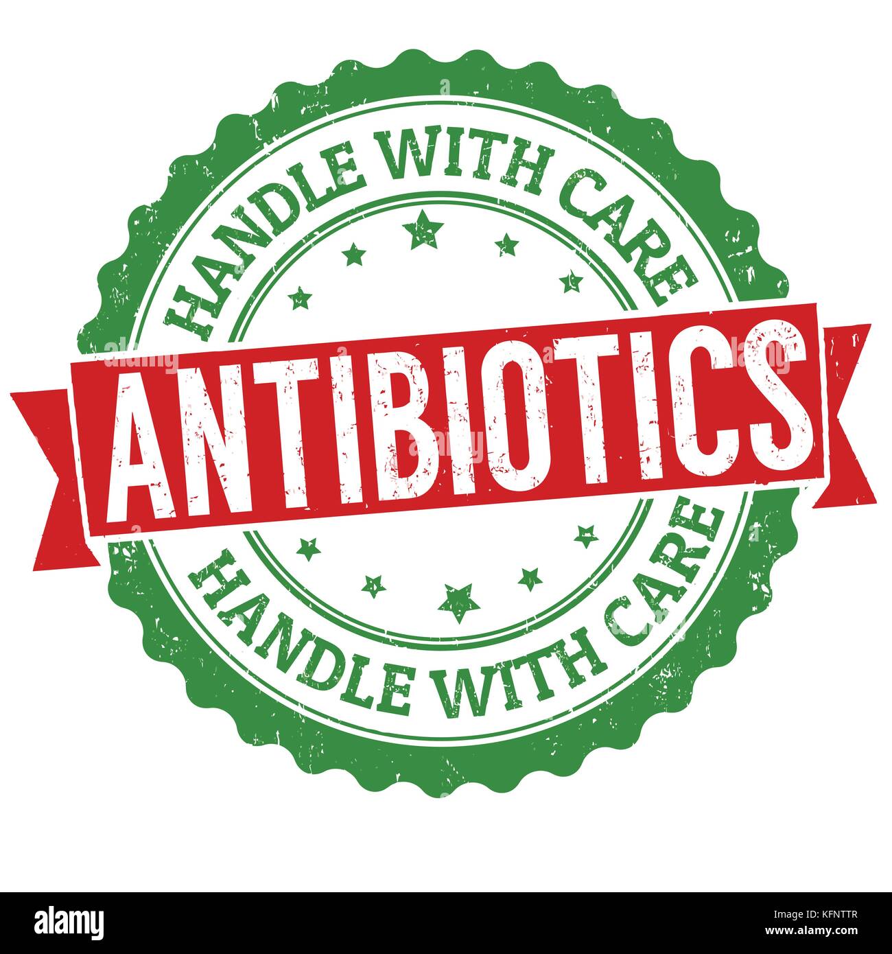 Antibiotika, mit Vorsicht handhaben grunge Stempelabdruck auf weißem Hintergrund, Vector Illustration Stock Vektor