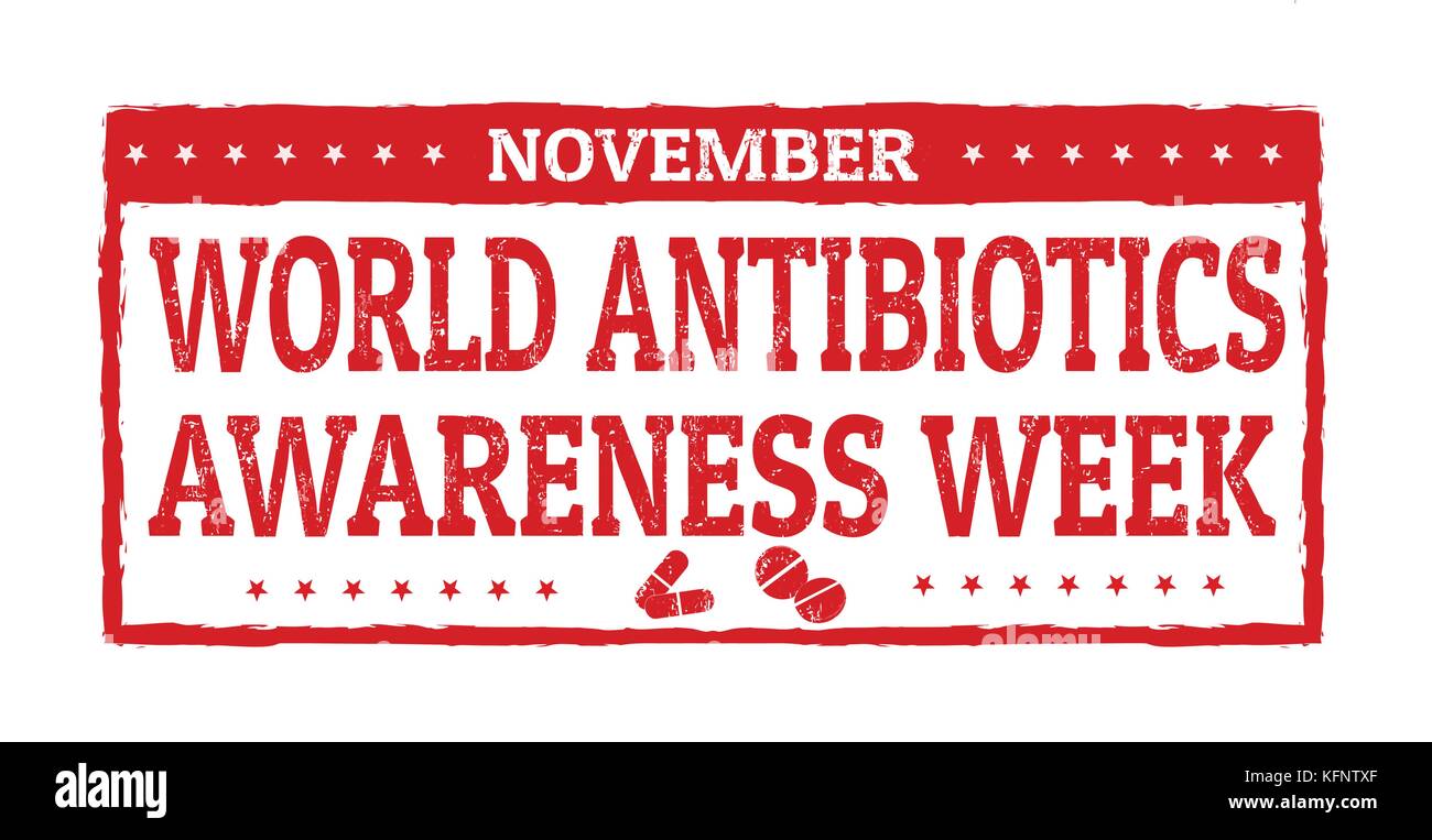 Welt Antibiotika Bewußtsein Woche grunge Stempelabdruck auf weißem Hintergrund, Vector Illustration Stock Vektor
