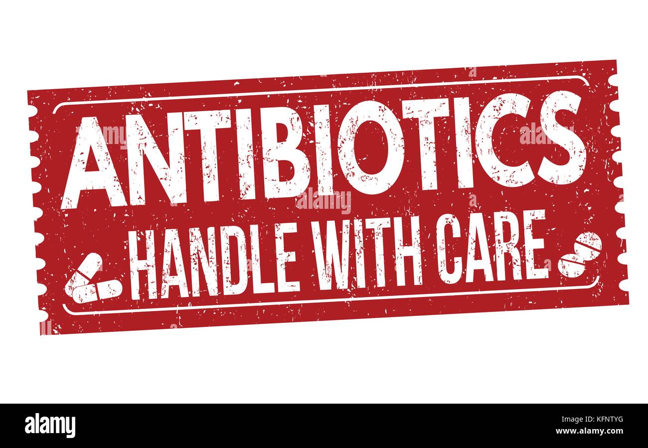Antibiotika, mit Vorsicht handhaben grunge Stempelabdruck auf weißem Hintergrund, Vector Illustration Stock Vektor
