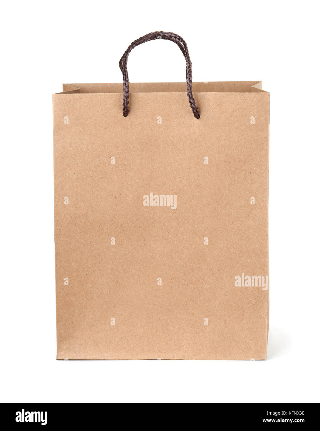 Vorderansicht des leeren Papiertüte, isoliert auf weiss Stockfoto