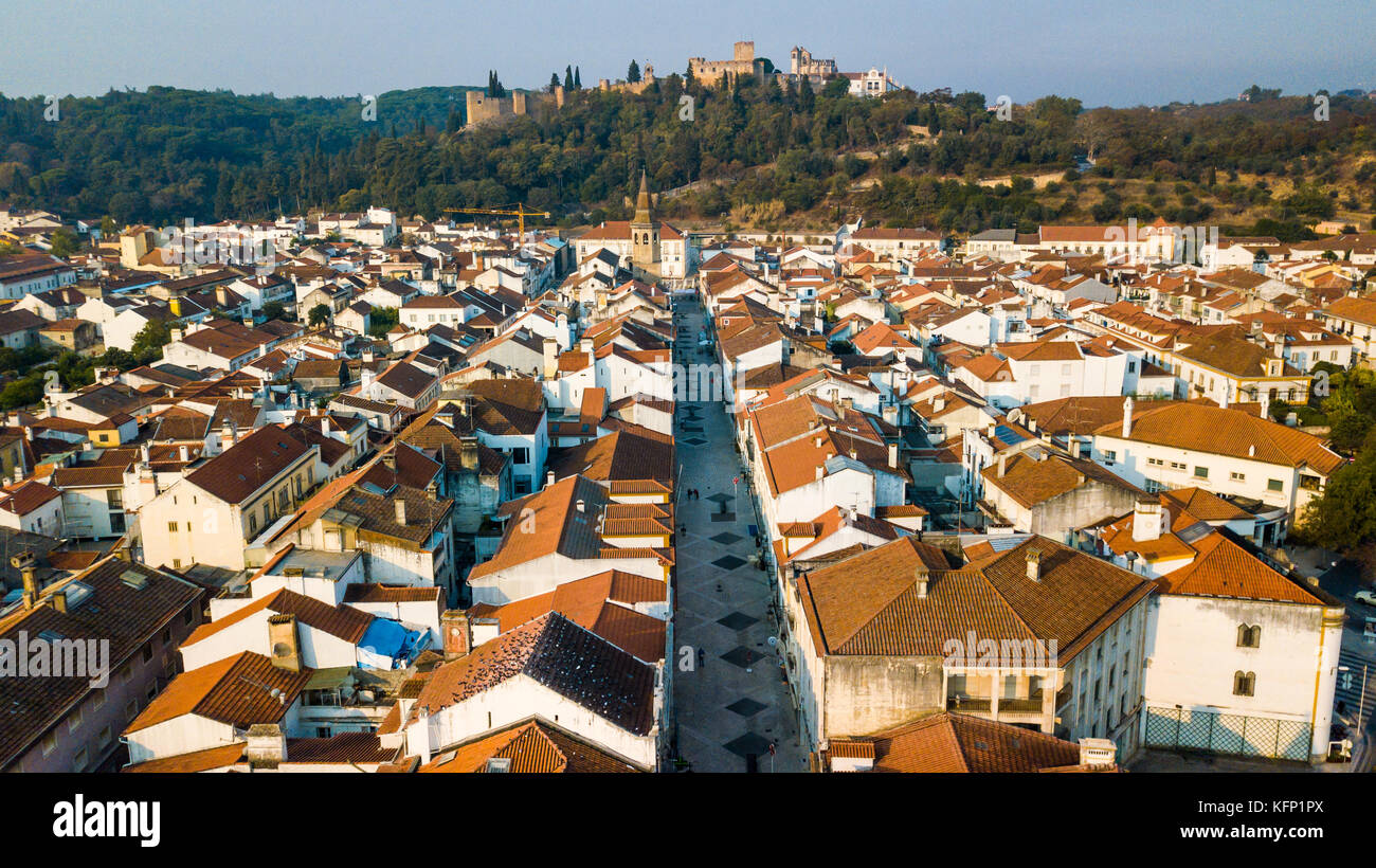 Kloster von Christus oder Convento de Cristo über Tomar, Tomar Schloss, Provinz Ribatejo, Portugal Stockfoto