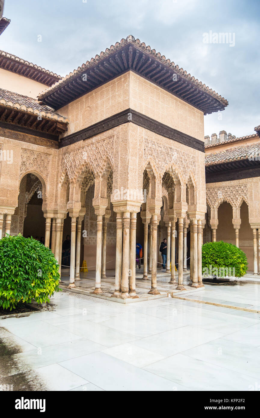 Gericht und Brunnen des Löwen, Alhambra, Granada, Andalusien, Spanien Stockfoto