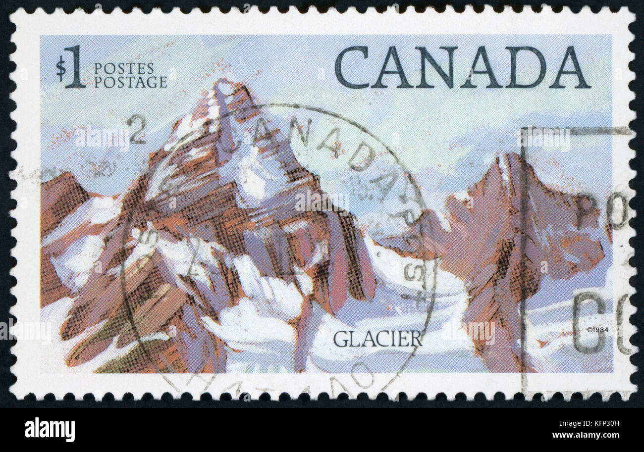 Kanada - ca. 1994: einen Stempel in den Kanada gedruckt zeigt hohen Berg, ca. 1994 Stockfoto