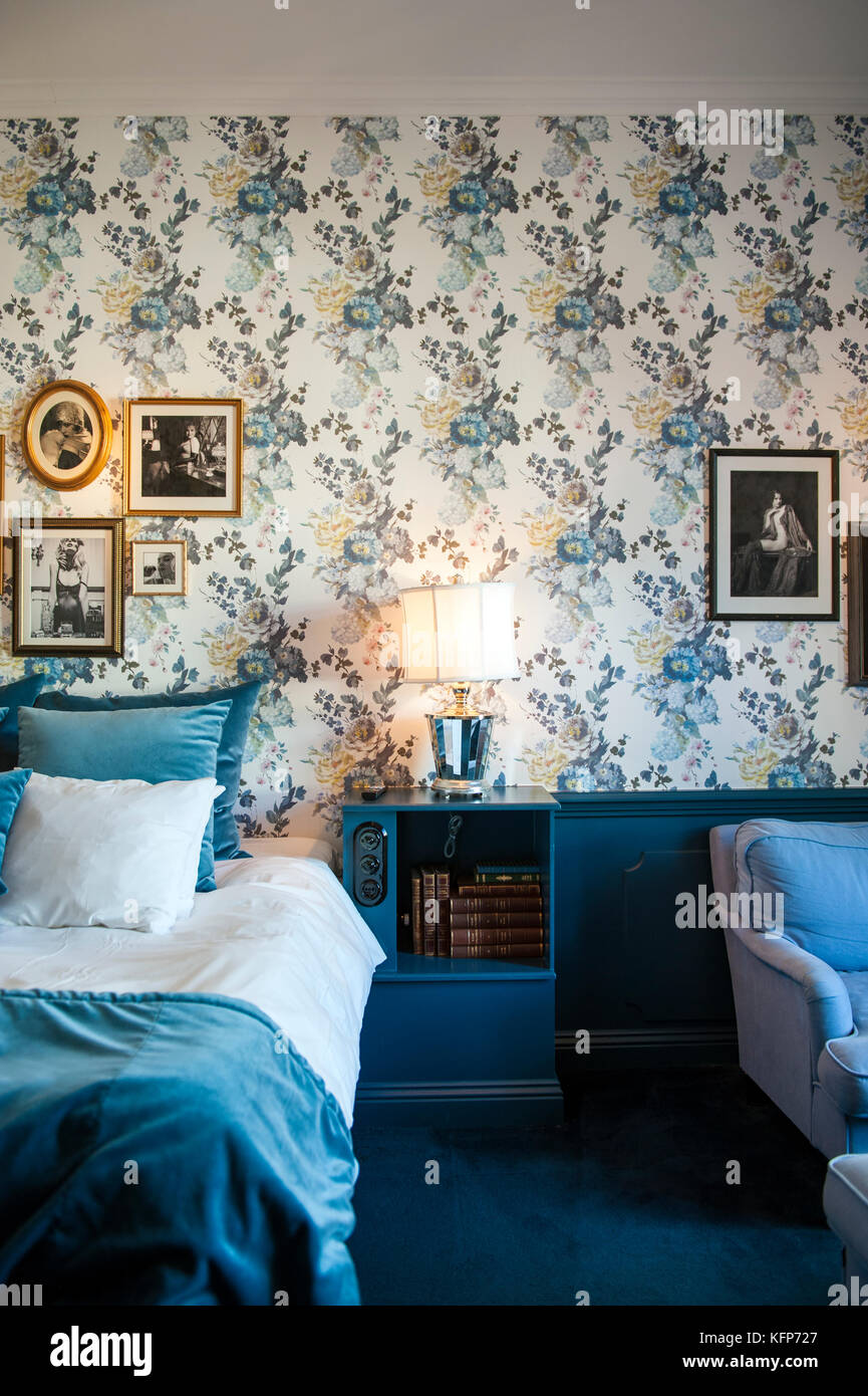 Ein Zimmer im Hotel Pigalle, einem kleinen Luxushotel in der Innenstadt von Gothenberg, Westschweden Stockfoto