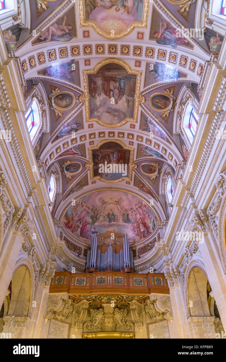 Kirchendecke der Kathedrale Santa Marija, Zitadelle Cittadella, Victoria, Insel Gozo, Malta Kathedrale der Himmelfahrt, Cittadella oder Cit Stockfoto
