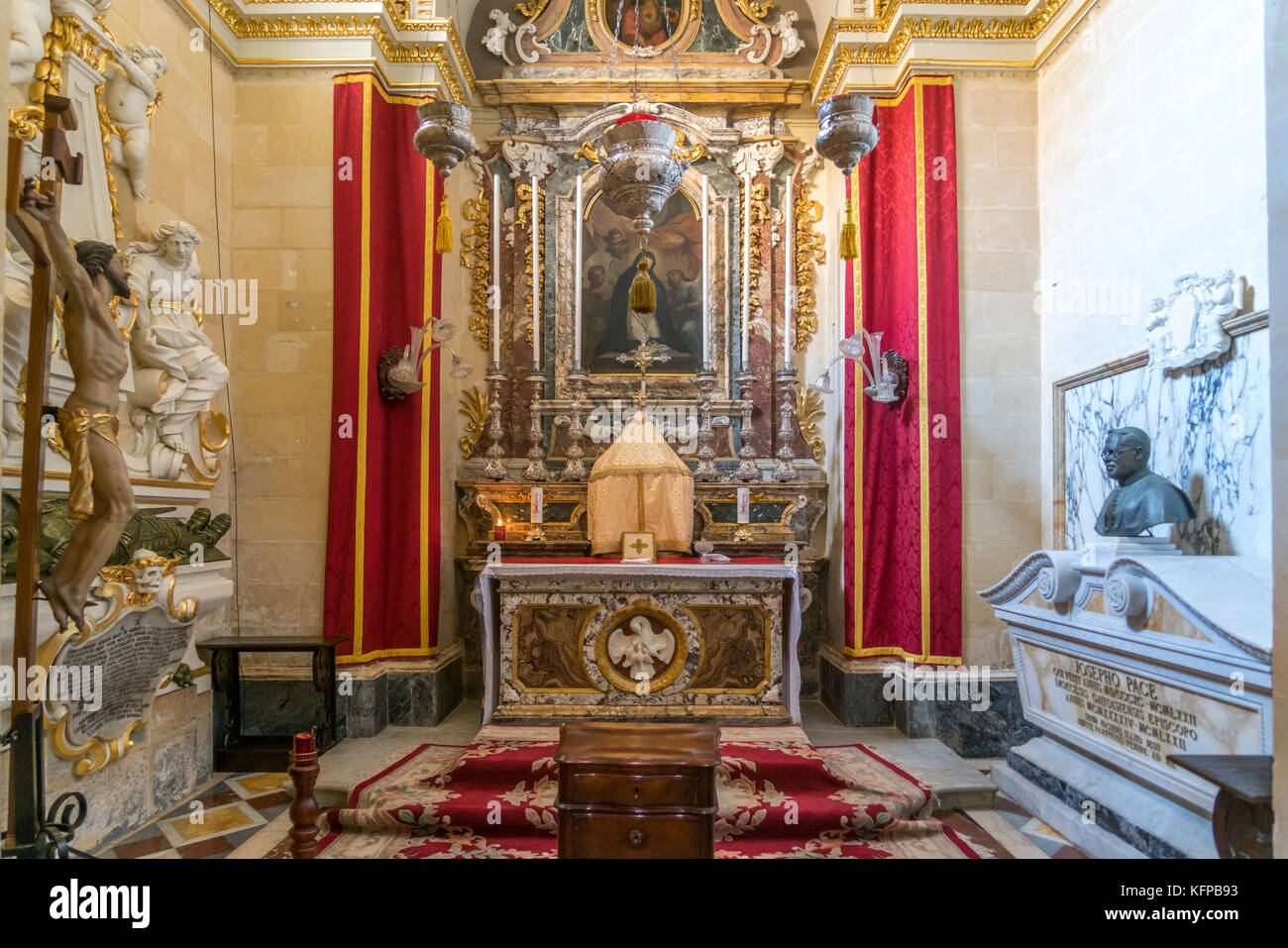 Nnenraum der Kathedrale Santa Marija, Zitadelle Cittadella, Victoria, Insel Gozo, Malta Kathedrale der Himmelfahrt, Zitadelle oder Zitadelle Stockfoto