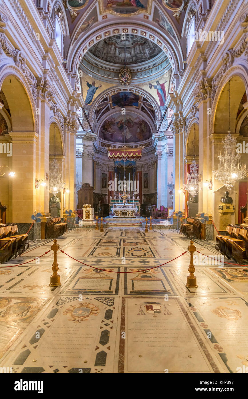 Nnenraum der Kathedrale Santa Marija, Zitadelle Cittadella, Victoria, Insel Gozo, Malta Kathedrale der Himmelfahrt, Zitadelle oder Zitadelle Stockfoto
